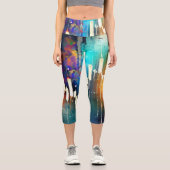 Leggings Capri Tableau de chandeliers colorés peinture abstraite (Recto)