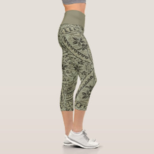 Leggings Capri taille haute/Tribal/Kaki