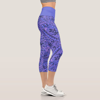 Leggings Capri taille haute/Tribal/Violet