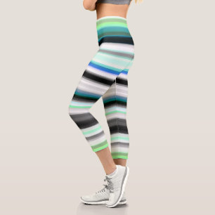 Leggings Capri Tailles Abstraites turquoise, bleue et grise