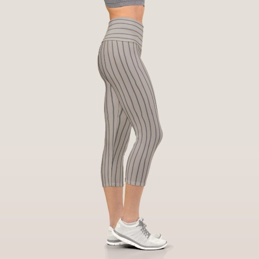 Leggings Capri Tan & Gris Stripes Boho (Droite)