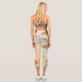 Leggings Capri Tapis Abstrait en marbre turquoise et rouille (Verso)