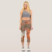 Leggings Capri Tapis Abstrait en marbre turquoise et rouille (Recto)