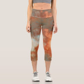 Leggings Capri Tapis Abstrait en marbre turquoise et rouille (Recto)