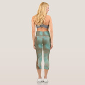 Leggings Capri Tapis Abstrait en marbre turquoise et rouille (Verso)