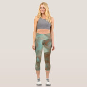Leggings Capri Tapis Abstrait en marbre turquoise et rouille (Recto)
