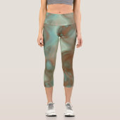Leggings Capri Tapis Abstrait en marbre turquoise et rouille (Recto)