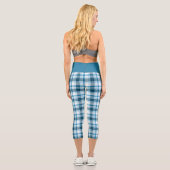 Leggings Capri Tartan bleu clair Turquoise foncé blanc plaqué (Verso)