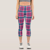 Leggings Capri Tartan bleu rose profond Plaid En vichy Motif (Recto)