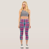 Leggings Capri Tartan bleu rose profond Plaid En vichy Motif (Recto)