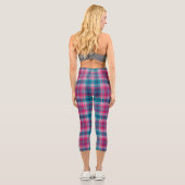 Leggings Capri Tartan bleu rose profond Plaid En vichy Motif (Verso)