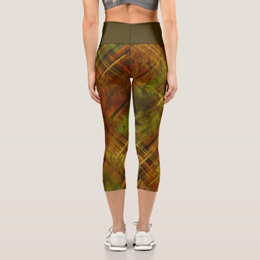 Leggings Capri Tartan Brown Vert Check Olive Wistband (Verso)