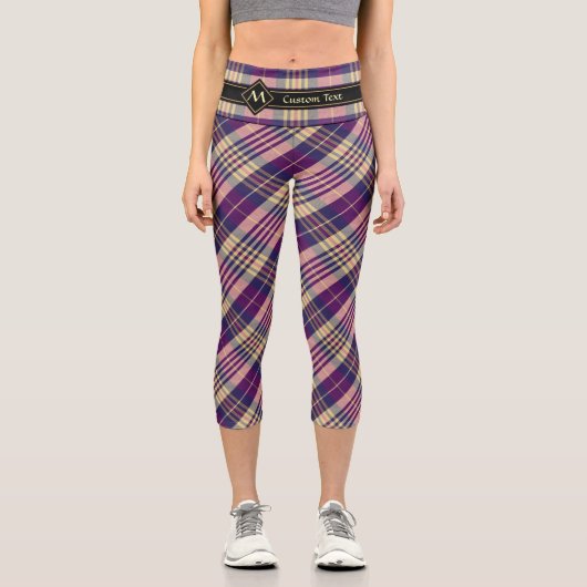 Leggings Capri Tartan mauve, or et bleu (Recto)