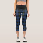 Leggings Capri Tartan noir bleu plaqué Capris haut taille (Recto)