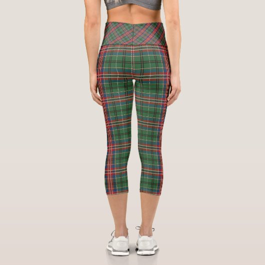Leggings Capri Tartan Plaid Rouge Vert Bleu (Verso)