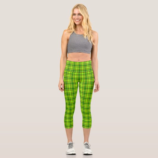 Leggings Capri Tartan rouge vert À damiers Motif plaid-55788 (Recto)