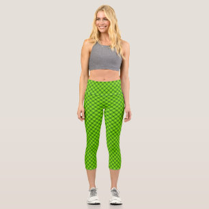 Leggings Capri Tartan vert À damiers Motif plaid-57578