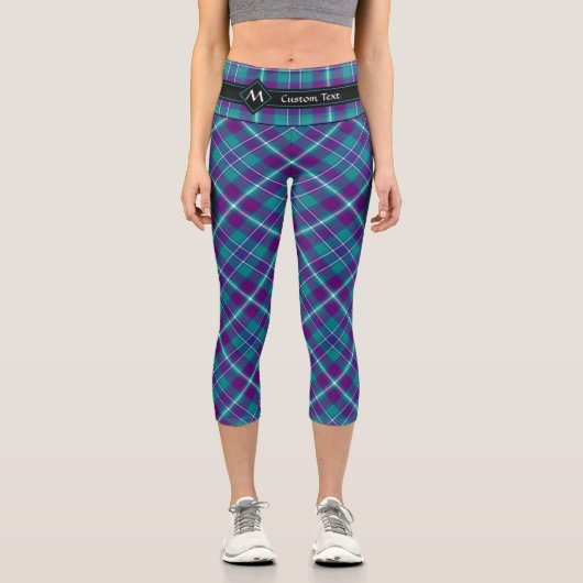 Leggings Capri Tartan vert de mer, violet et bleu (Recto)