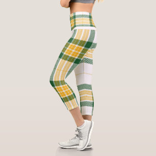 Leggings Capri Tartan vert et jaune Capris haut taille
