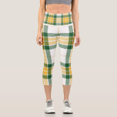 Leggings Capri Tartan vert et jaune Capris haut taille (Recto)