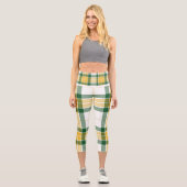 Leggings Capri Tartan vert et jaune Capris haut taille (Recto)