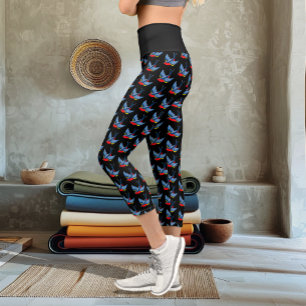 Leggings Capri Tatouage bleu rouge avale