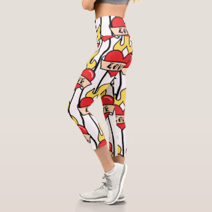 Leggings Capri Tatouage cardiaque rétro