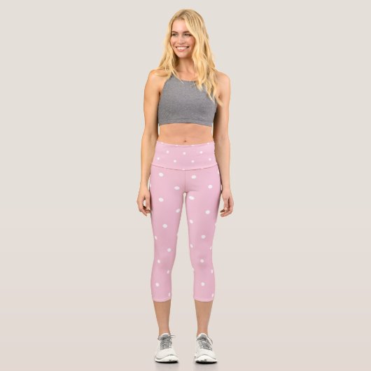 Leggings Capri Tea Rose Points rose et blanc (Recto)
