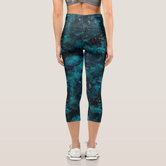 Leggings Capri Teal galaxy Series Design 4 (Verso)