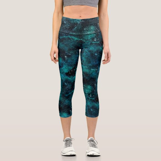 Leggings Capri Teal galaxy Series Design 4 (Recto)