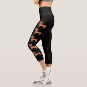 Leggings Capri Teckels de dessin animé mignons aux cheveux courts