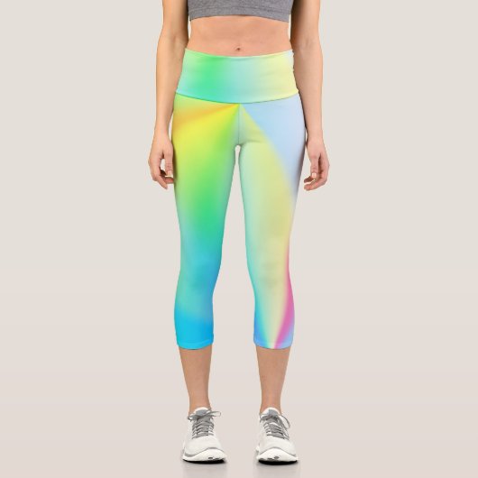 Leggings Capri teinte arc-en-ciel pastel irisé moderne (Recto)