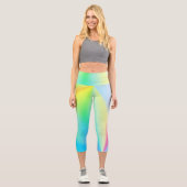 Leggings Capri teinte arc-en-ciel pastel irisé moderne (Recto)