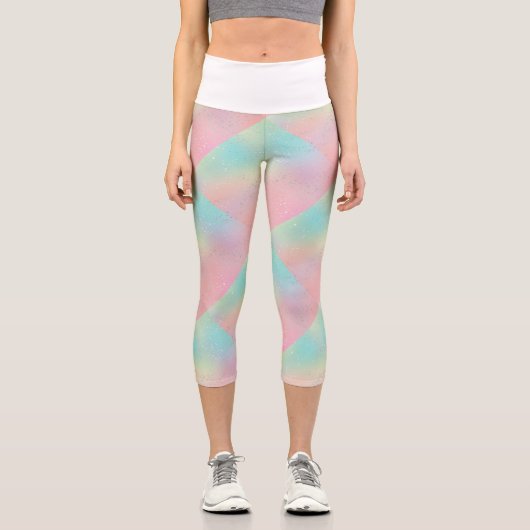 Leggings Capri Teinture à cravate pivotante pastel mignon rose tu (Recto)