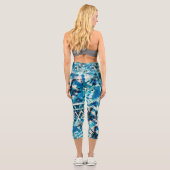 Leggings Capri Teinture à tarte blanche bleue (Verso)
