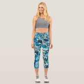 Leggings Capri Teinture à tarte blanche bleue (Recto)