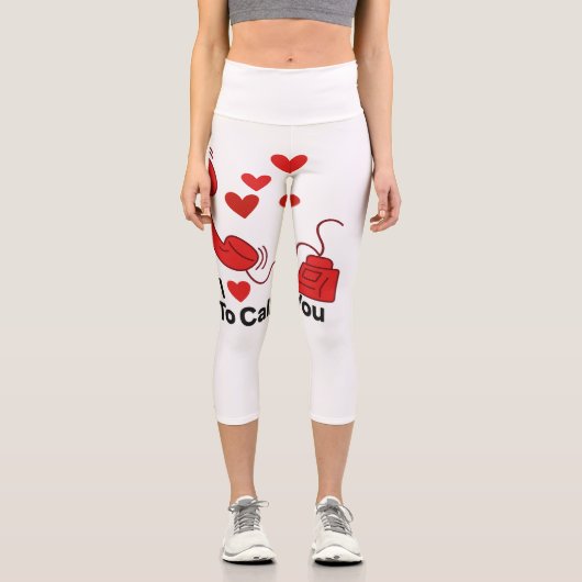 Leggings Capri Téléphone Red Love - Image d'appel rétro (Recto)