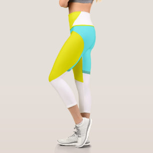 Leggings Capri Téméraire Abstrait Cercle Turquoise Vert Jaune