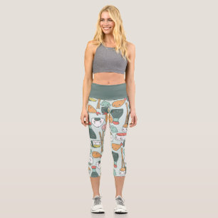 Leggings Capri tempura de sushi vert kawaii mignon