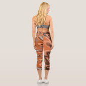 Leggings Capri Tendance boho brun orange Abstrait ondulé (Verso)