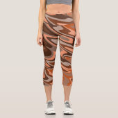 Leggings Capri Tendance boho brun orange Abstrait ondulé (Recto)