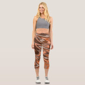 Leggings Capri Tendance boho brun orange Abstrait ondulé (Recto)
