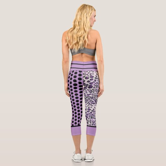 Leggings Capri Tendance Léopard Pourpre Violet Polkadot Noir Pers (Verso)
