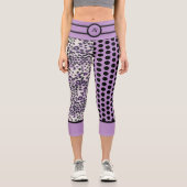 Leggings Capri Tendance Léopard Pourpre Violet Polkadot Noir Pers (Recto)