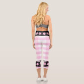 Leggings Capri Tendance rose blanc À damiers Motif avec fleurs (Verso)