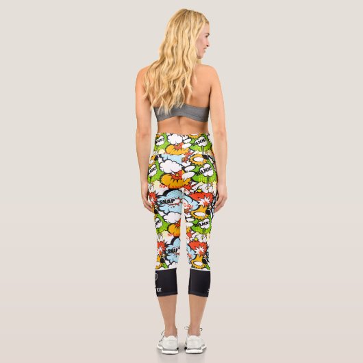 Leggings Capri Tennis Design Super Hero Pop Art Funny Custom (Verso)