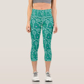 Leggings Capri Tennis Racket Motif Green (Recto)