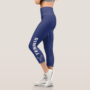 Leggings Capri Tennis Racquet Texte personnalisé ou nom d'équipe