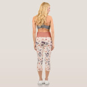 Leggings Capri Terracotta violet Boho Beige Aquarelle Florales (Verso)