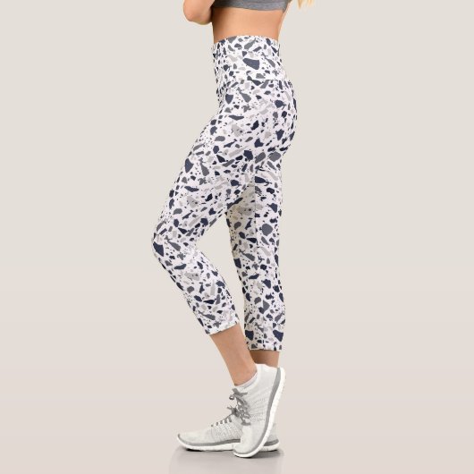 Leggings Capri Terrazzo noir et gris Abstrait (Gauche)
